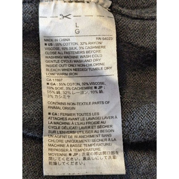 Banana Republic Mens L Sweater Cotton Silk Premium Luxe Yarn Black Quarter Zip - Picture 4 of 5